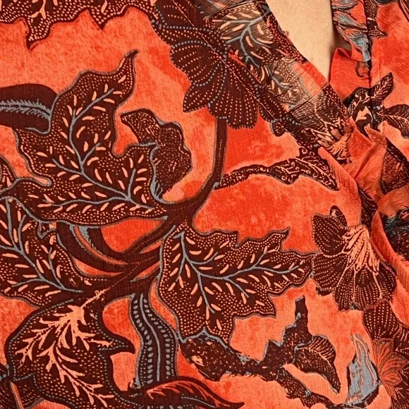 Rachel Zoe Orange and Black Floral Blouse - Picture 7 of 7